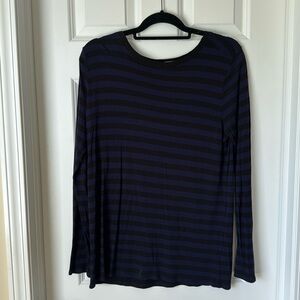 Gap Long Sleeve Crew Neck Striped Top - Large - Black‎ & Purple